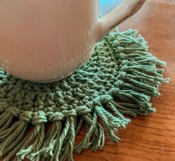 Boho Coasters Crochet Fringe Tutorial