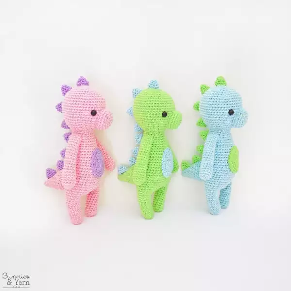 Bunnies and yarn dinosaur