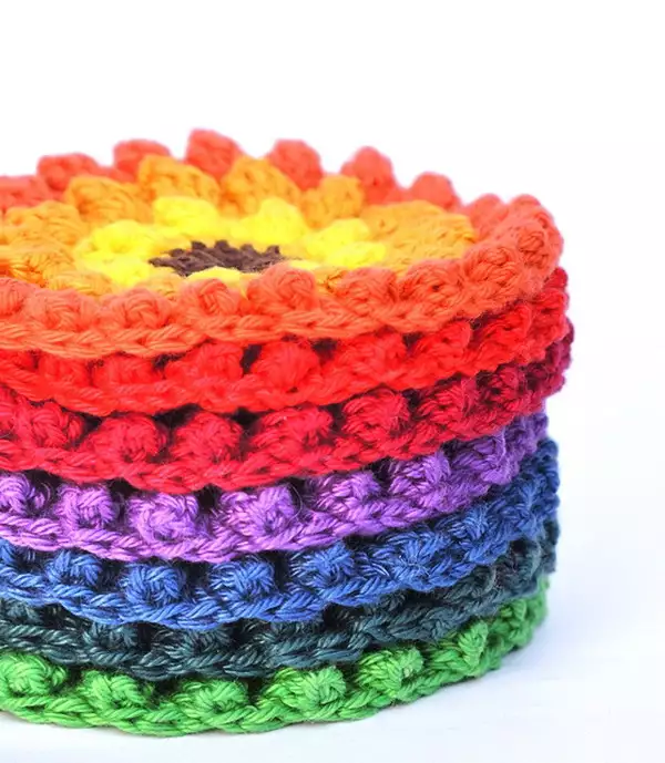 Crochet Color Burst Coasters Pattern