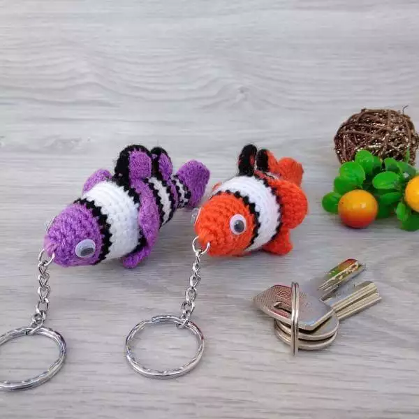 Crochet fish keychain