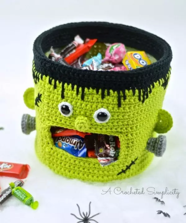 Crochet Frankenstein Candy Bowl Pattern