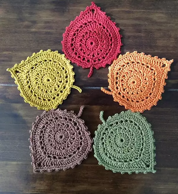 Crochet Leaf Coasters Pattern