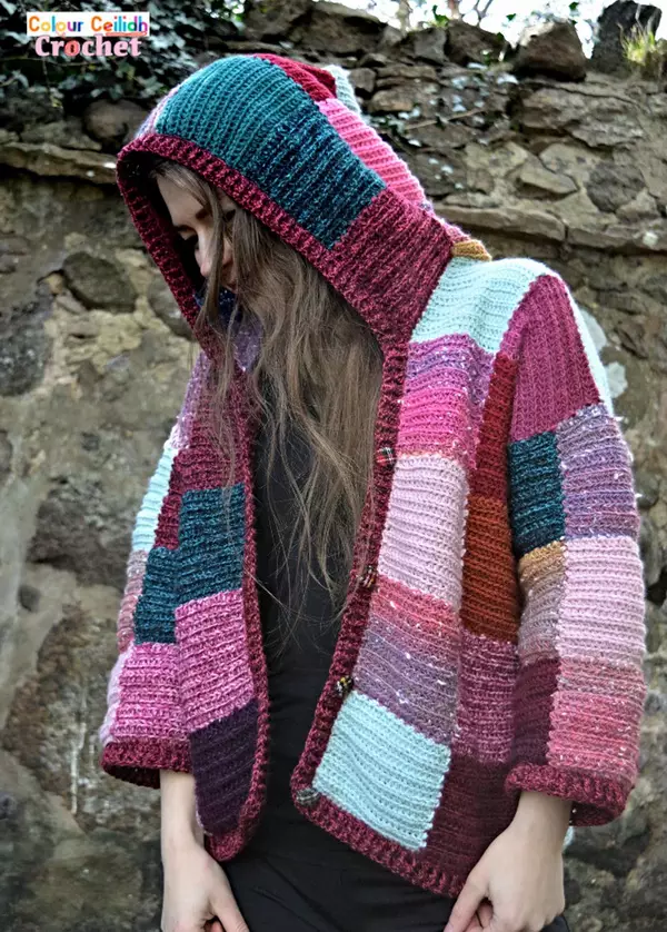 Crochet Patchwork Hoodie Cardigan Pattern