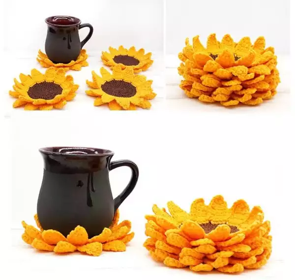 Crochet Sunflower Coasters Pattern