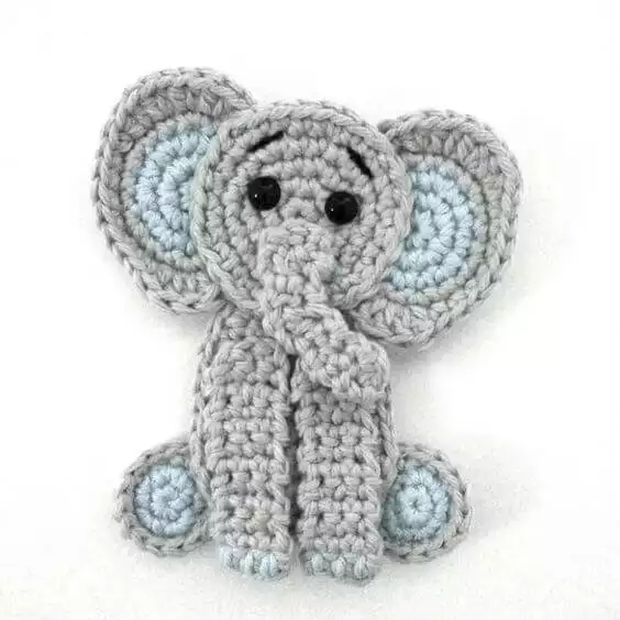 Flat crochet elephant pattern