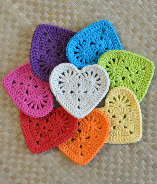 Granny Heart Coaster Crochet Pattern