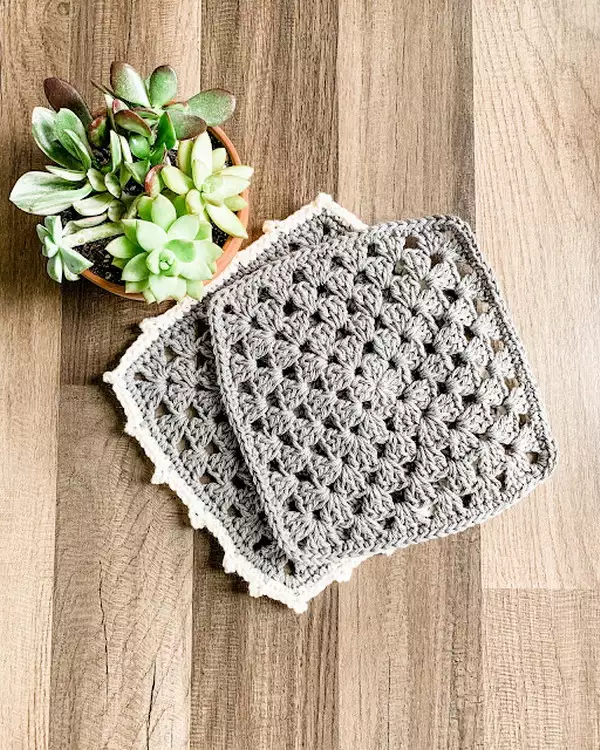 Granny Square Crochet Washcloth