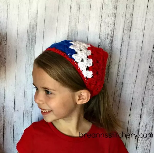 Patriotic Crochet Hair Bandana Pattern