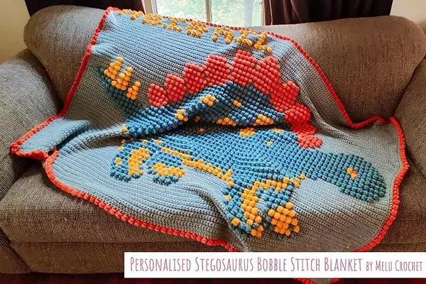 Stegosaurus Bobble Stitch Blanket Crochet Pattern