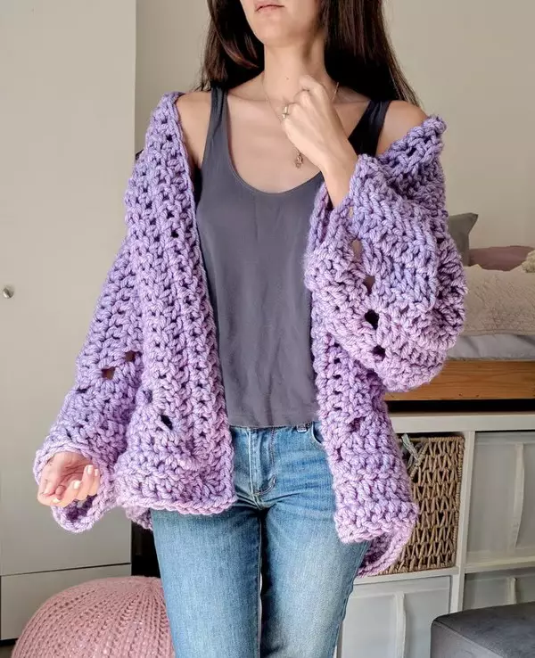 Super Chunky Hexagon Crochet Cardigan Pattern