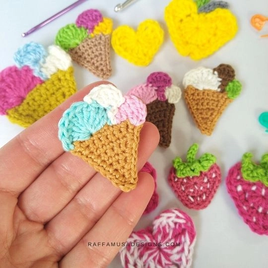 Crochet Ice Cream Applique Pattern