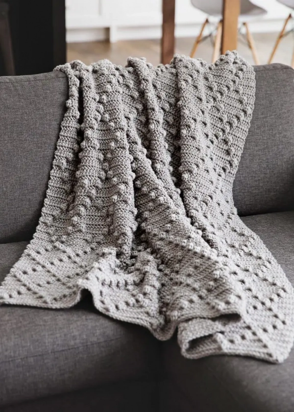 Chunky Bobble Stitch Crochet Blanket Pattern