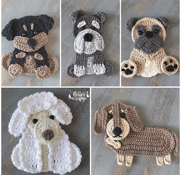 Crochet Puppies Applique Pattern