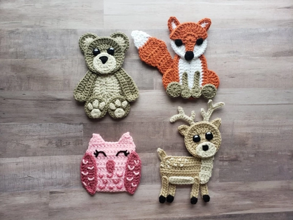 Crochet Woodland Animals Applique Pattern