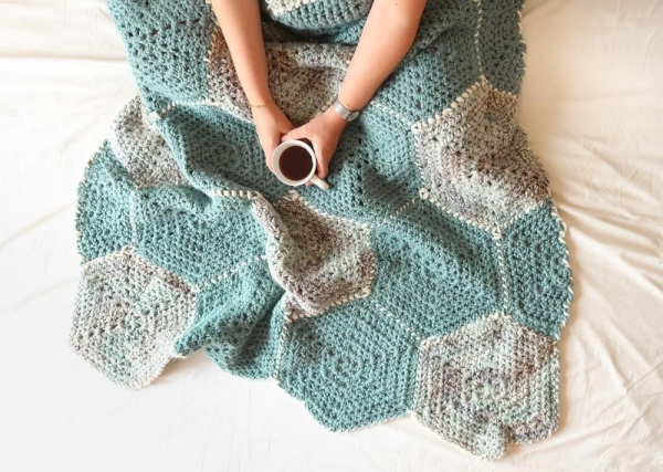 Hexagon Flower Blanket Crochet Pattern