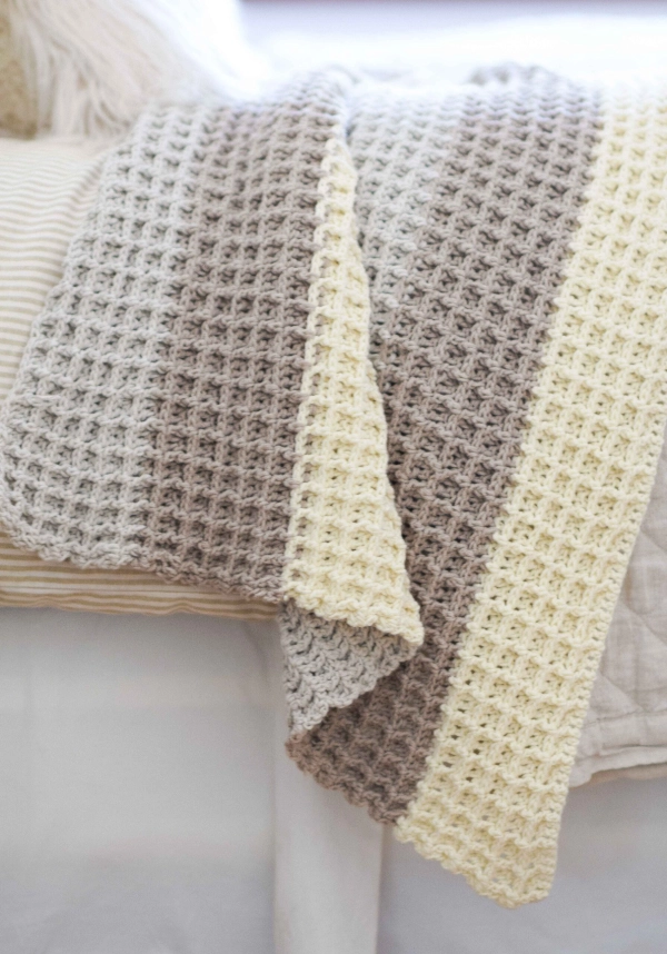 Waffle Texture Crochet Blanket Pattern