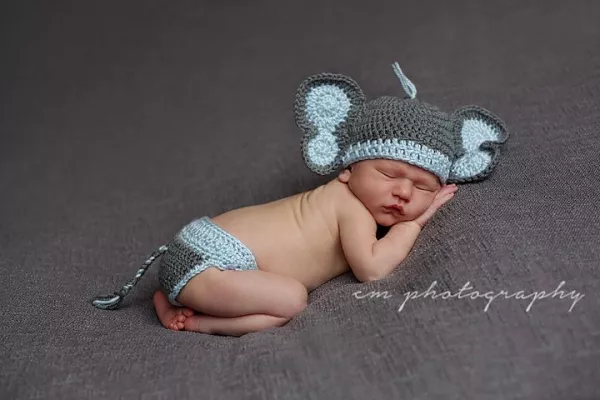 Elephant Baby Hat and Diaper Cover