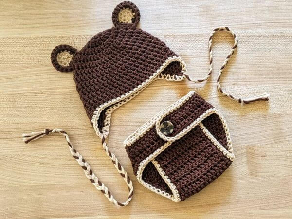 Teddy Bear Hat and Diaper Cover