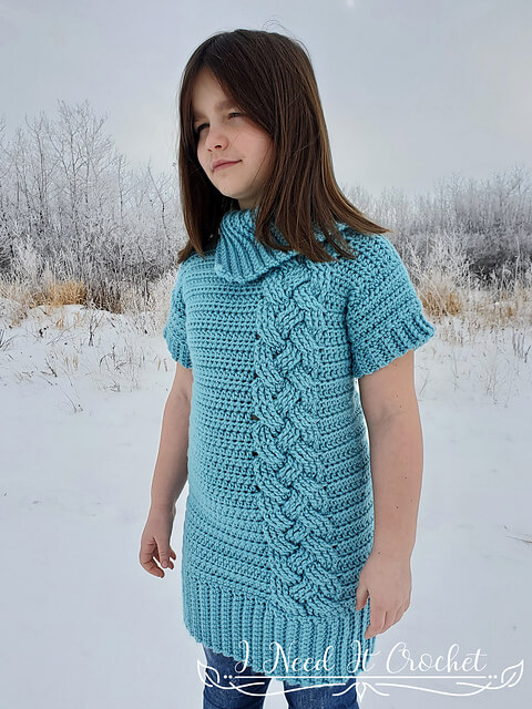 Kids Cozy Cabled Sweater Dress