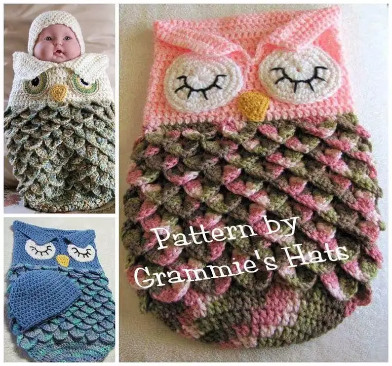 Pattern for Baby owl cocoon and cap