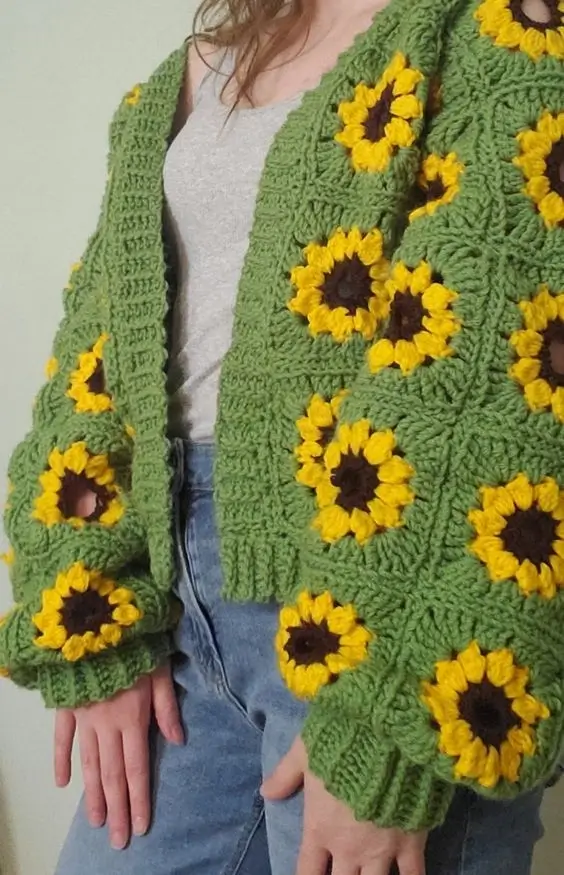 Sunflower cardigan crochet pattern