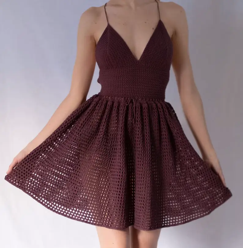Crochet dress with full skirt