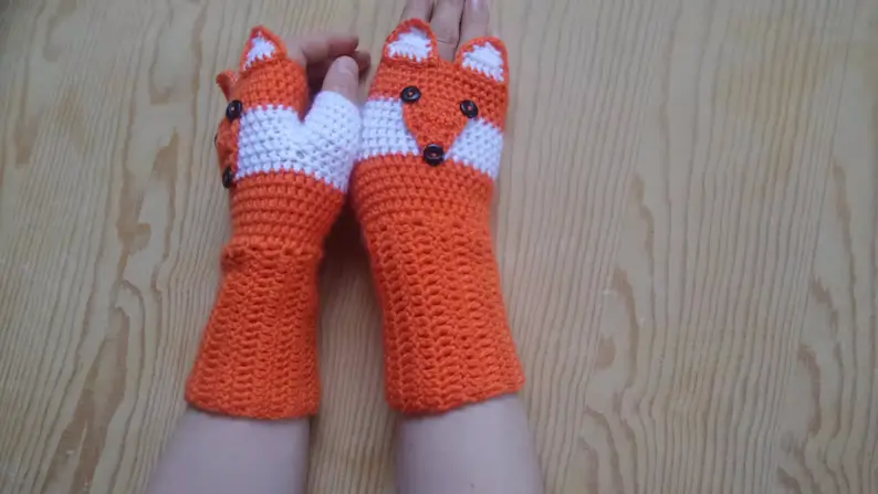 Crochet Fox Gloves PDF Pattern