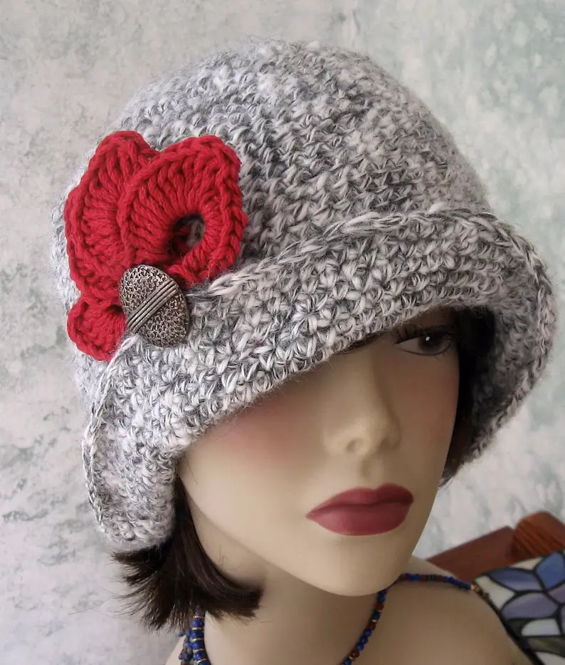 Crochet Hat Pattern Flapper Style With Brim Petal Trim And Back Pleats