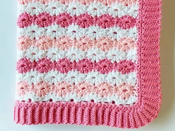 Pink Crochet Petal Stitch Blanket