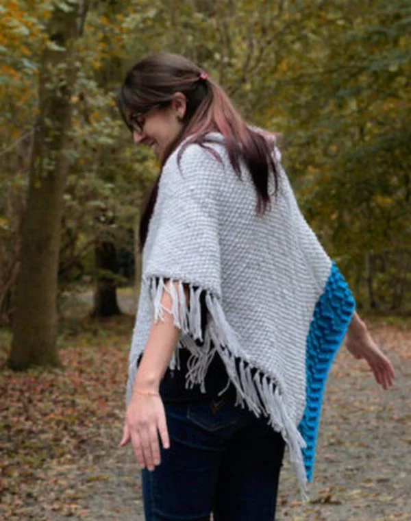 Misty Grey Tunisian Poncho