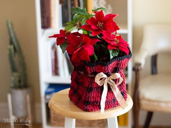 Plaid Plant Basket