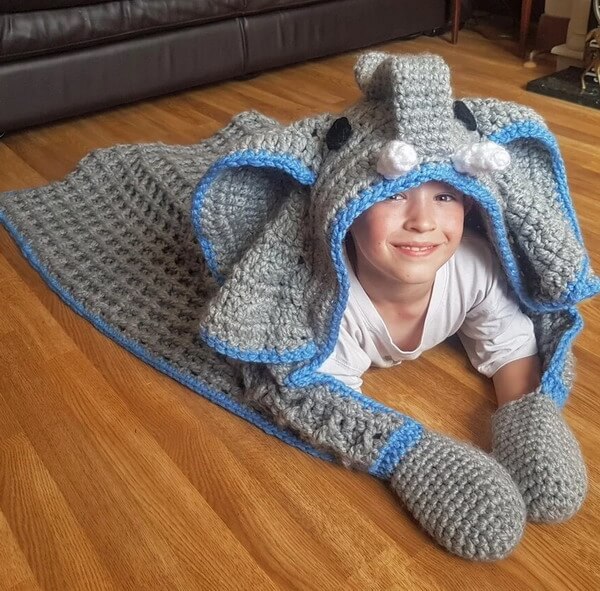 2 in 1 Elephant Hooded Blanket