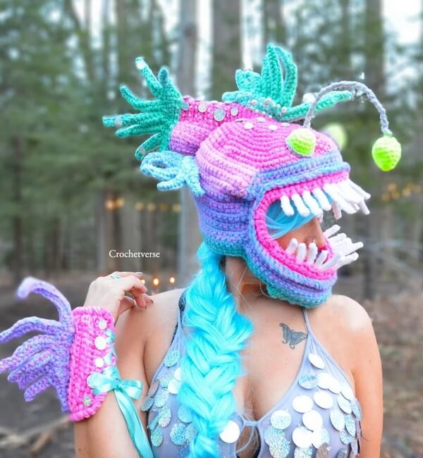 Angler Fish Crochet Hat Costume