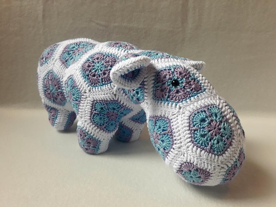 Happypotamus Crochet Hippo African Flower Hippo Hippo