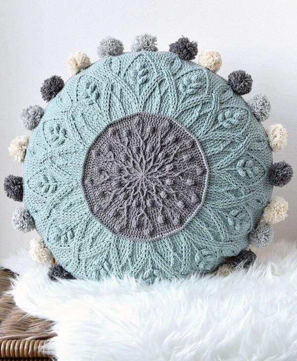 Sakura Cabled Crochet Pillow