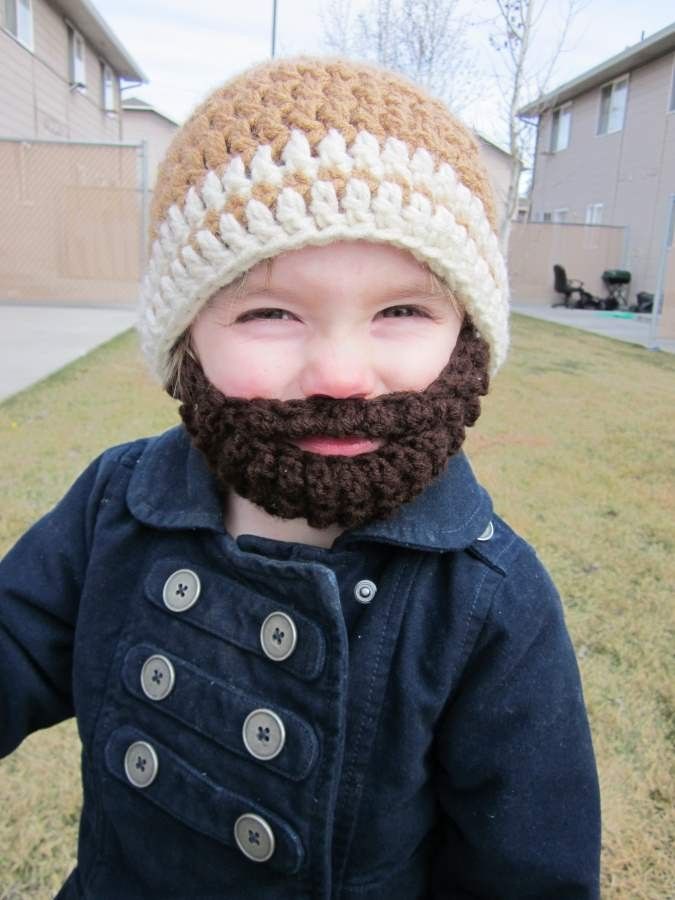 Kids ULTIMATE Bearded Beanie Warm Brown 2-Stripe