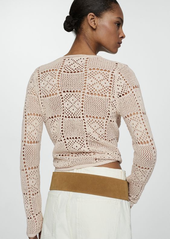 Crochet sweater with openwork details