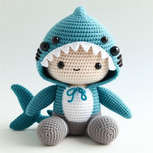 Doll In Shark Outfit Amigurumi