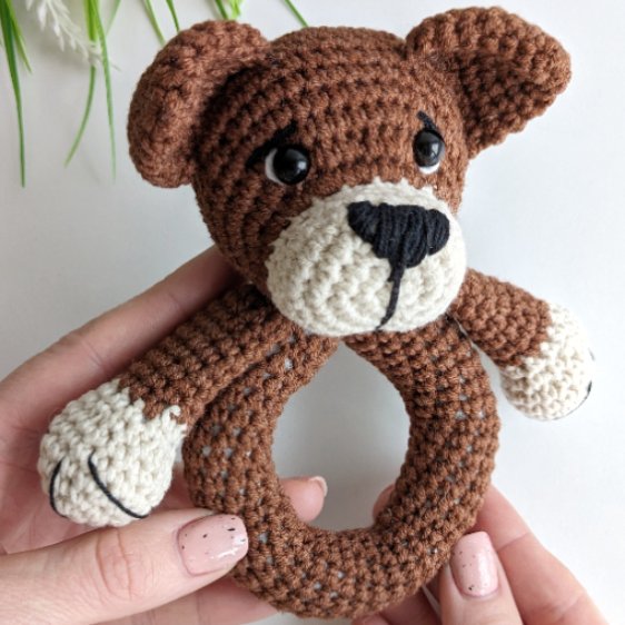 Crochet Dog Pattern, Baby Rattle Dog Amigurumi Pattern