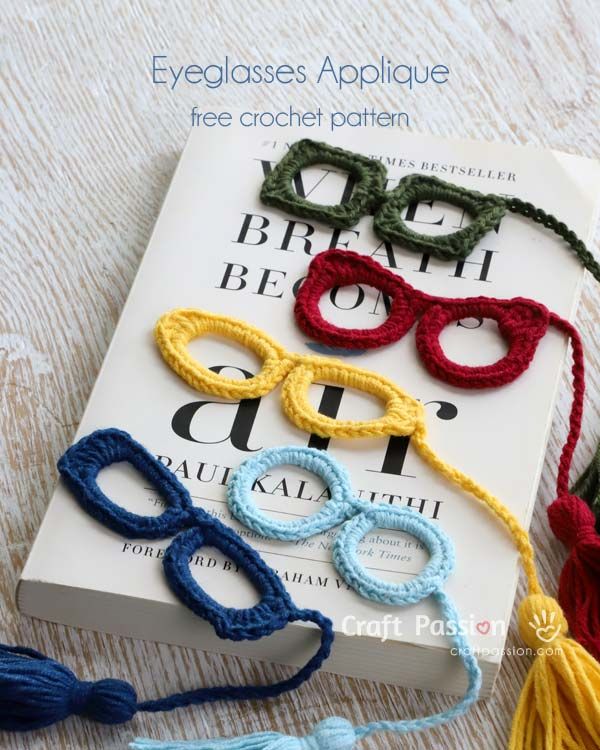 5 Eyeglasses Applique Bookmarks