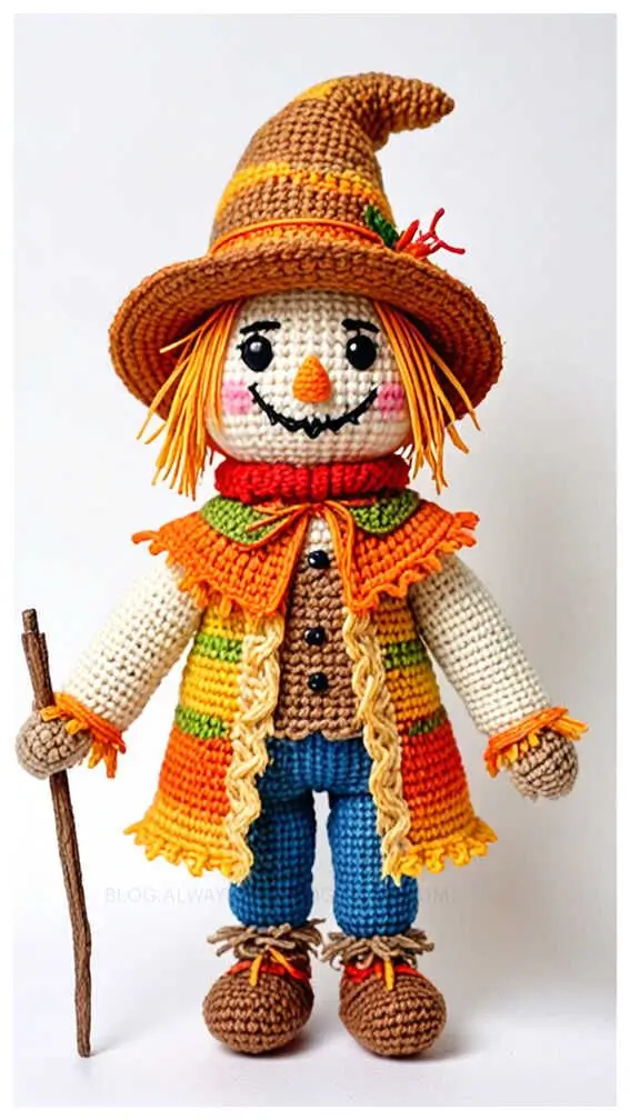 Amigurumi Scarecrow Doll for Halloween Crochet Free Pattern