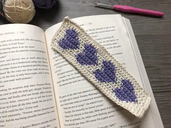 Crochet Heart Book-mark