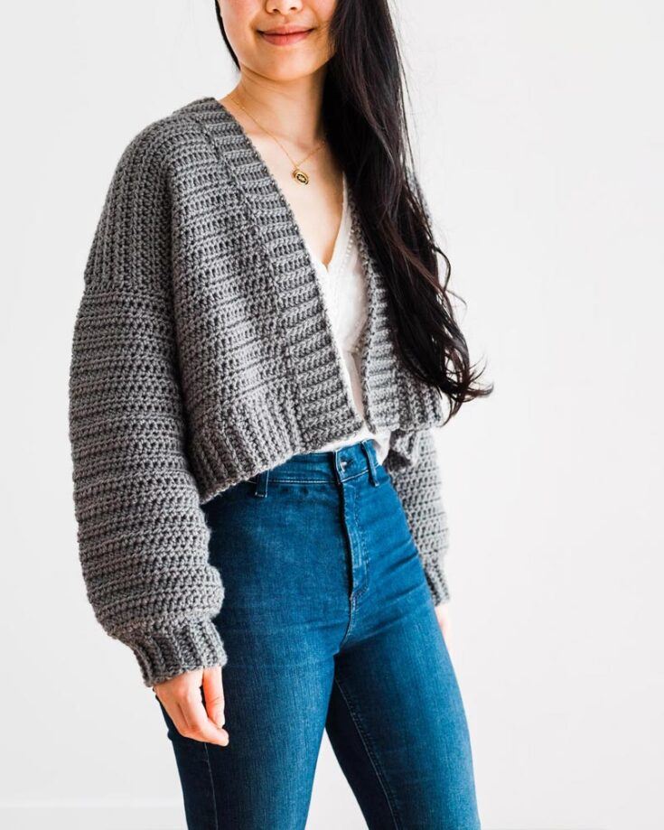 Beginner Oversized Cardigan with Knit-Look Ribbing