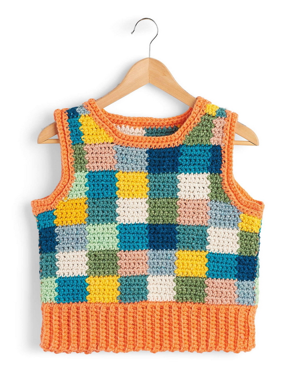 Caron Color Block Party Crochet Vest