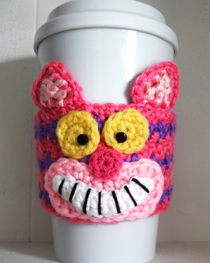 Crochet Cheshire Cat Coffee Cup