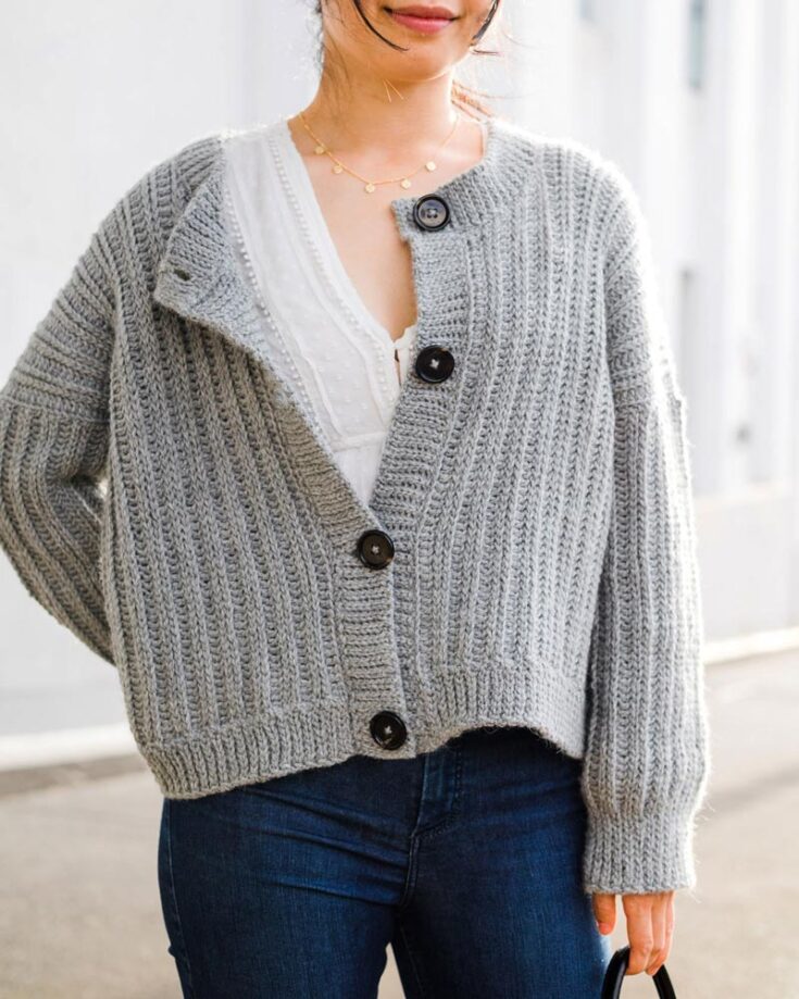 Crochet Ribbed Button Cardigan