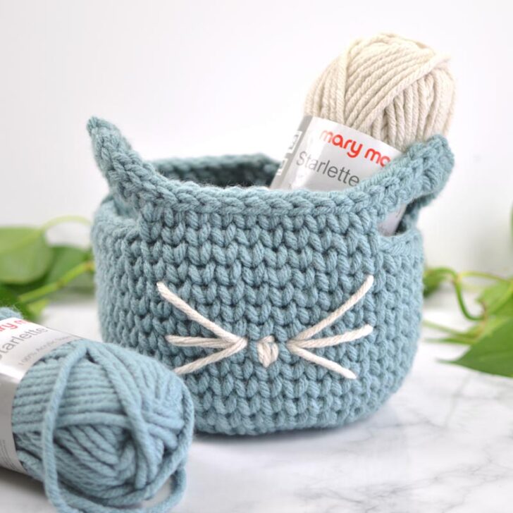 Purrfect Cat Crochet Basket