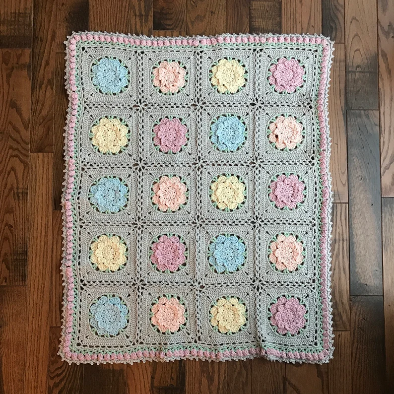 Baby Blanket Crochet Pattern Rebekah's Flower Baby