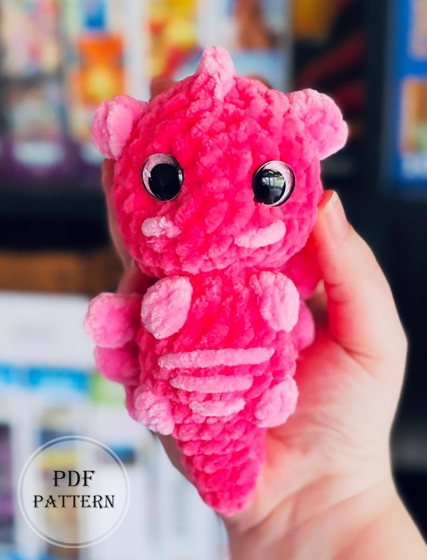 Crochet Pink Baby Dragon PDF Free Pattern