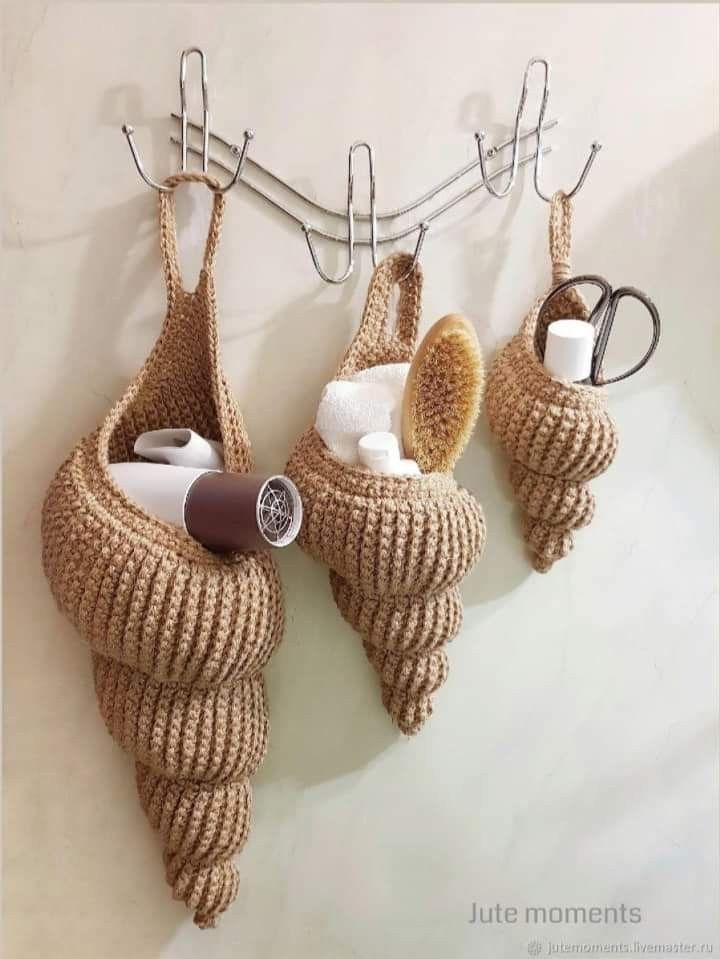 Large crochet shell basket